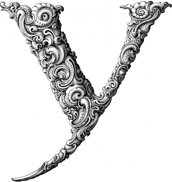 Elegant Flourish Letter Y coloring page image