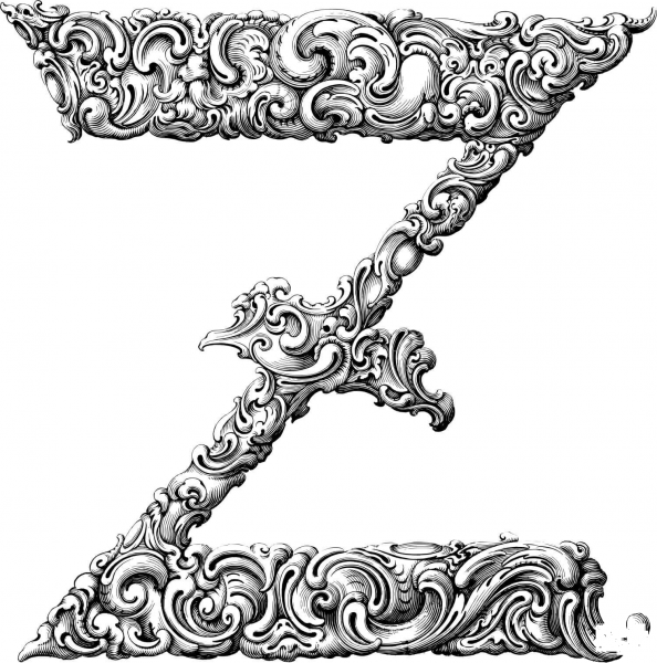 Elegant Flourish Letter Z coloring page image