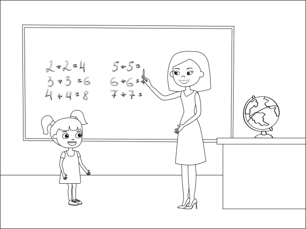Elementary School Teacher coloring page image
