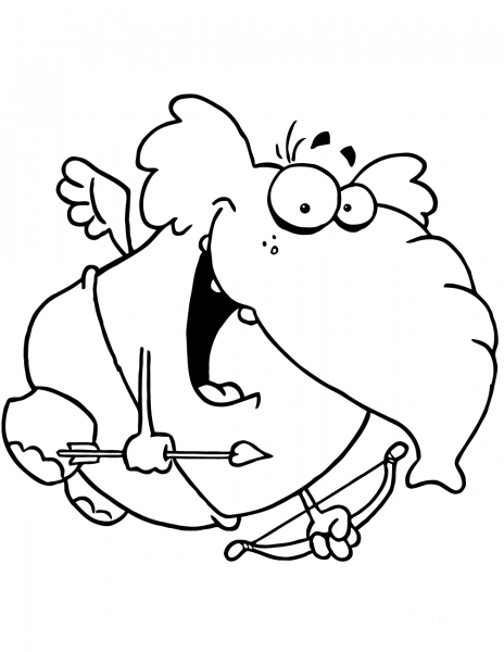 Elephant as Cupid coloring page image
