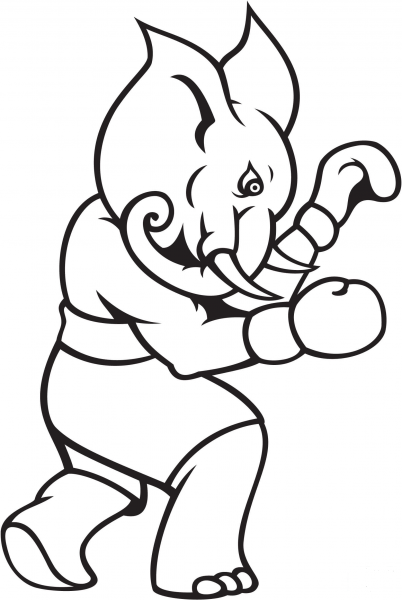 Elephant Boxing coloring page image