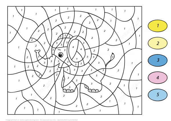 Elephant Color by Number image