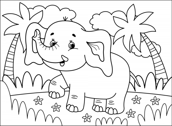 Elephant coloring page image