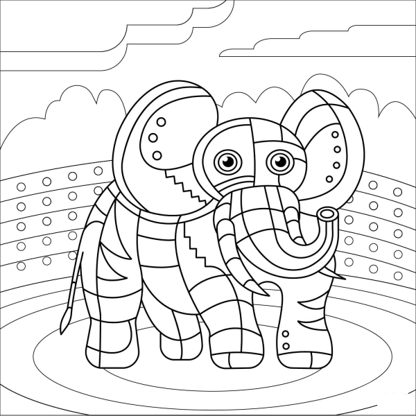 Elephant coloring page image