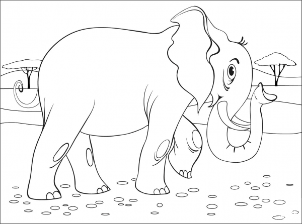 Elephant coloring page image