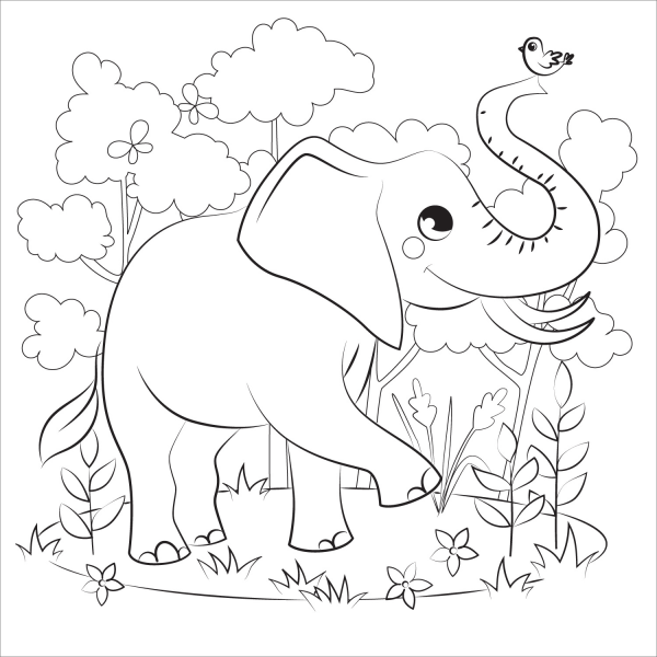 Elephant coloring page image