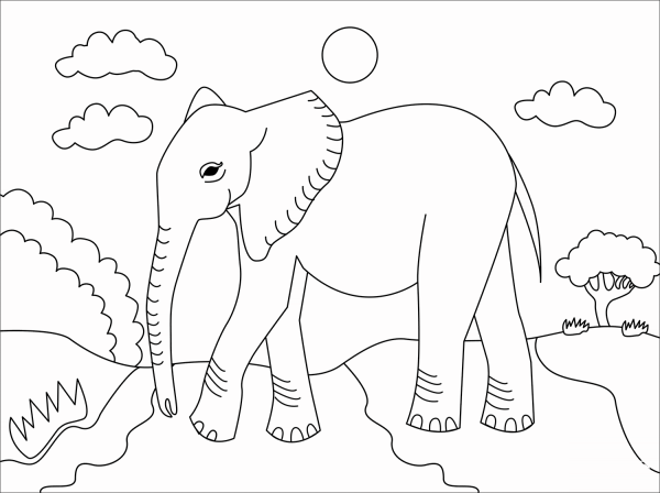 Elephant coloring page image