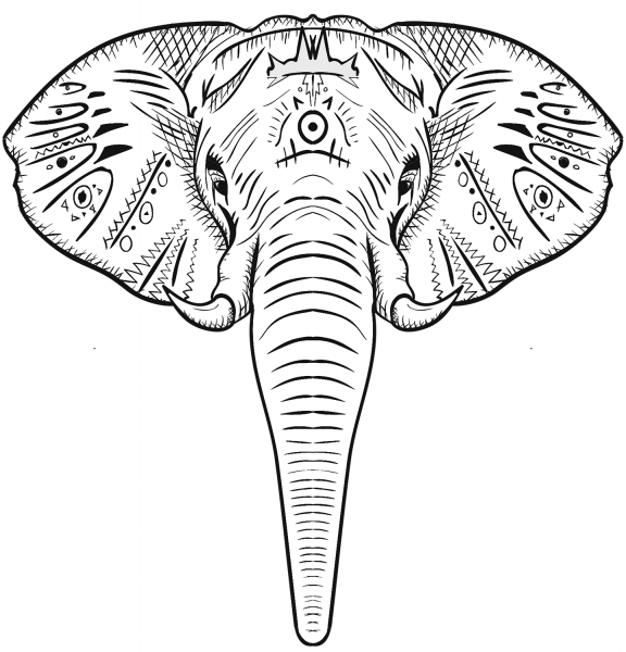 Elephant Head coloring page image