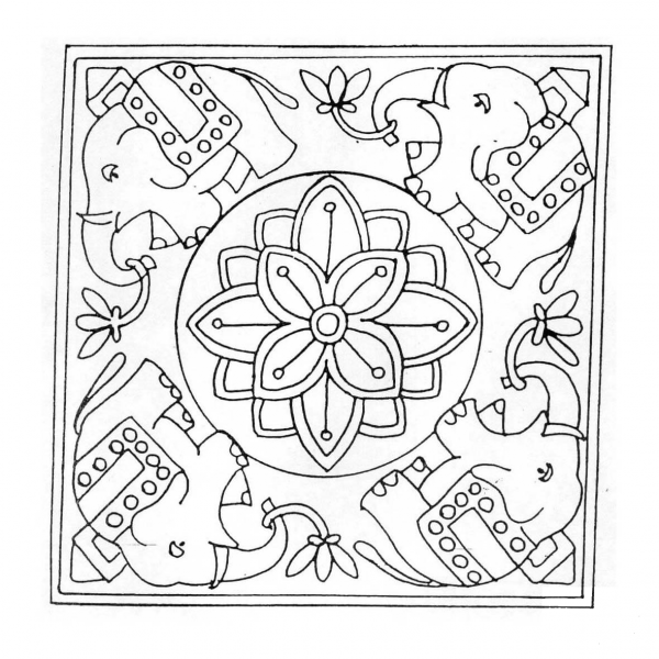 Elephant Mandala coloring page image