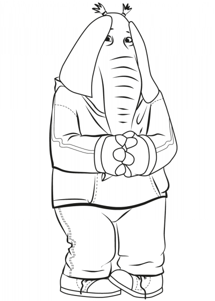 Elephant Meena from Sing coloring page image