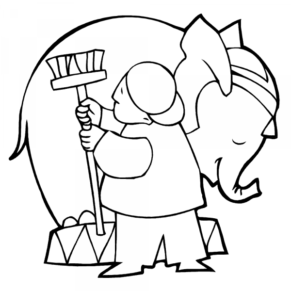 Elephant Takes a Shower  coloring page image