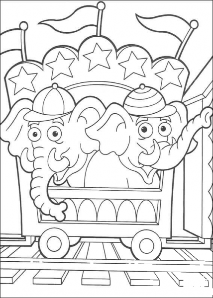 Elephant Twins  coloring page image