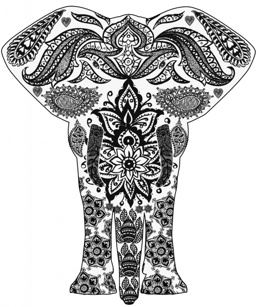 Elephant Zentangle coloring page image