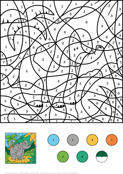 Elephants Color by Number image