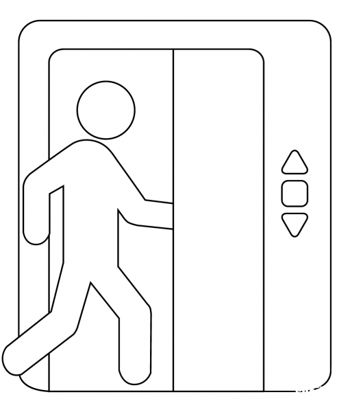 Elevator coloring page image