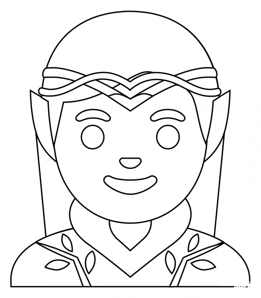 Elf Emoji coloring page image