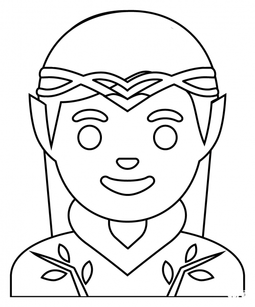 Elf Emoji coloring page image