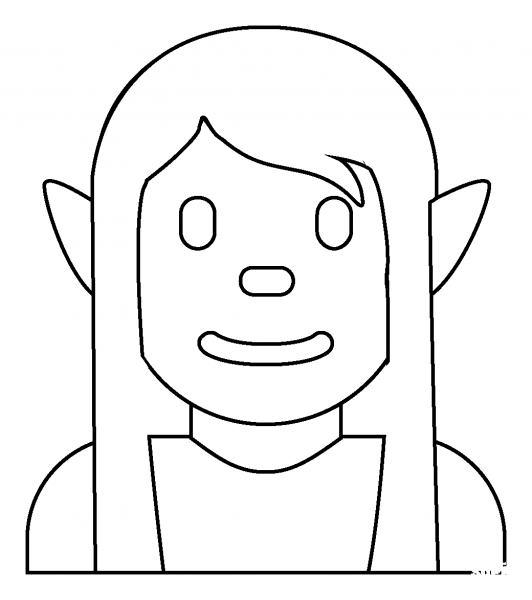 Elf Emoji coloring page image