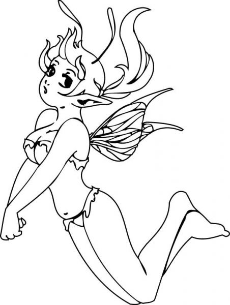 Elf Girl Flying coloring page image