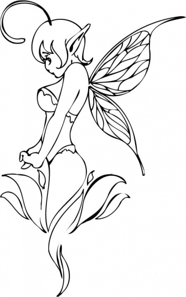 Elf Girl Illustration coloring page image