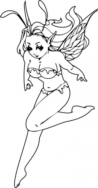 Elf Girl in Movement coloring page image