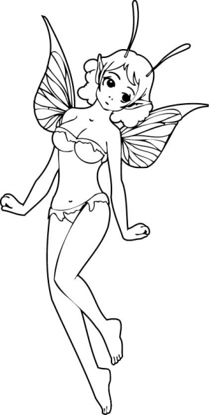 Elf Girl in the Air coloring page image