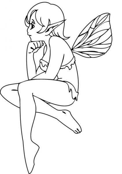 Elf Girl is Dreaming coloring page image