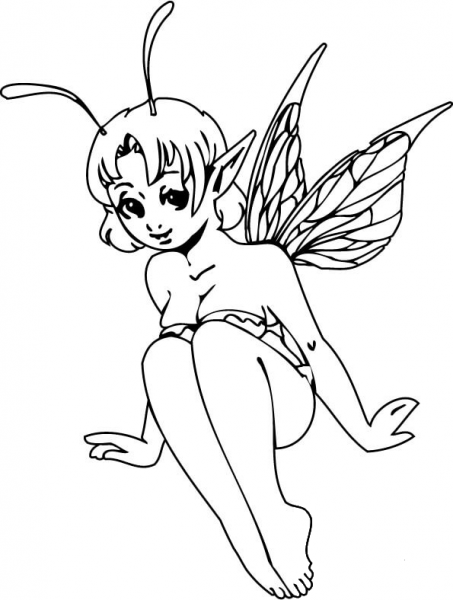 Elf Girl is Looking at Me coloring page image