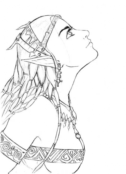 Elf Girl Portrait coloring page image