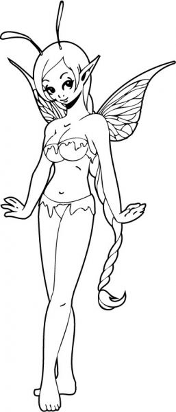 Elf Girl Posing coloring page image