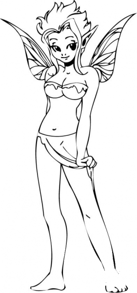 Elf Girl Standing coloring page image