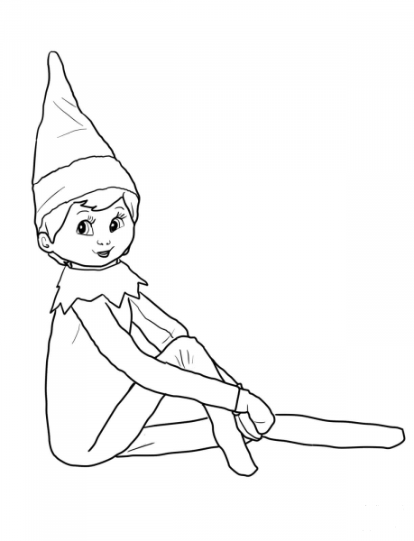 Elf on the Shelf coloring page image