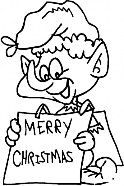 Elf Says Merry Christmas  coloring page image