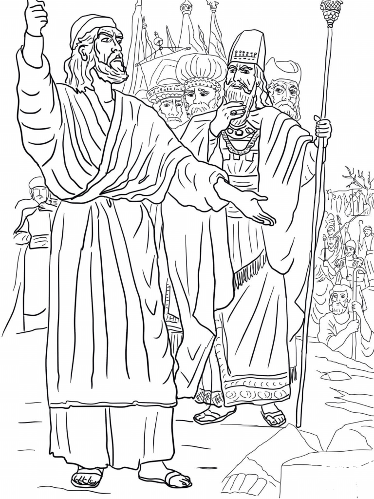 Elijah, Ahab and Prophets of Baal on Mount Carmel coloring page ...