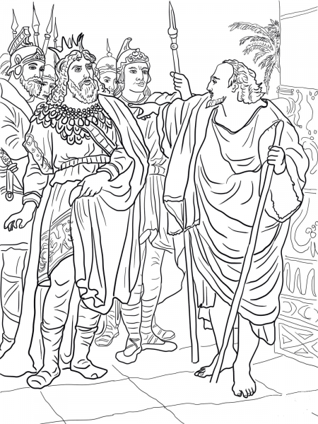 Elijah and King Ahab coloring page image