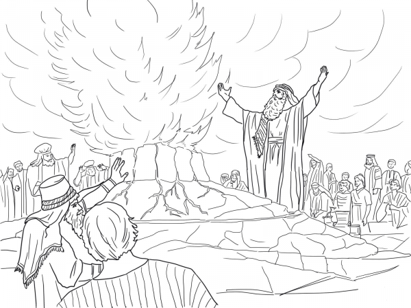Elijah Called Down Fire from Heaven coloring page image