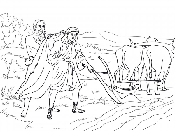 Elijah Chooses Elisha coloring page image
