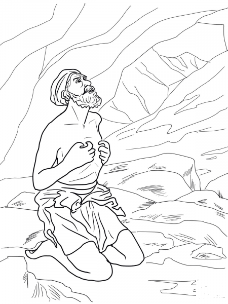 Elijah Hearing God’s Whisper in a Still Small Voice coloring page image