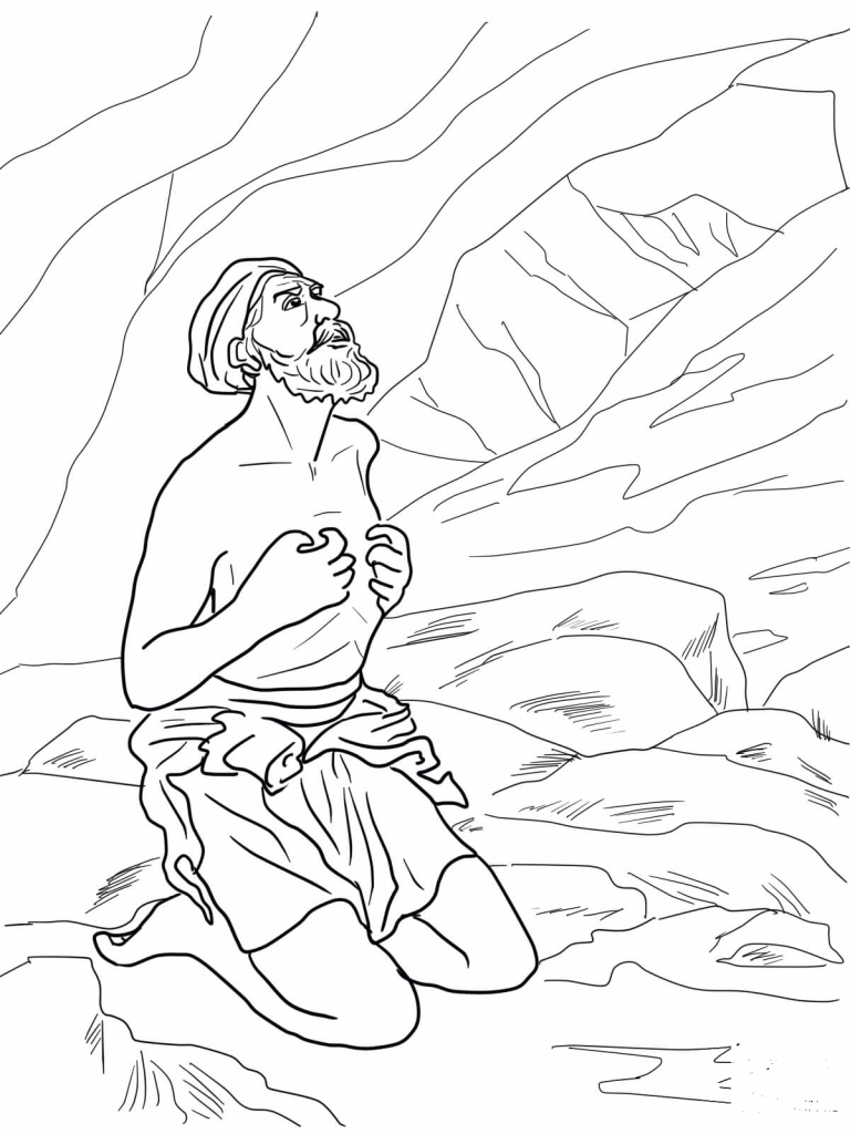 Elijah Hearing God's Whisper in a Still Small Voice coloring page ...