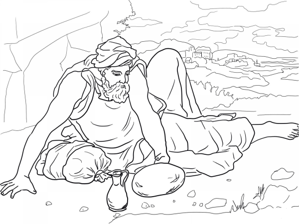Elijah in the Wilderness coloring page image