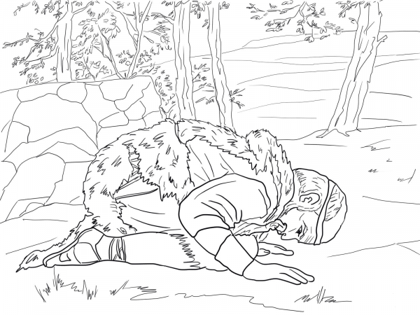 Elijah Prays for Rain coloring page image