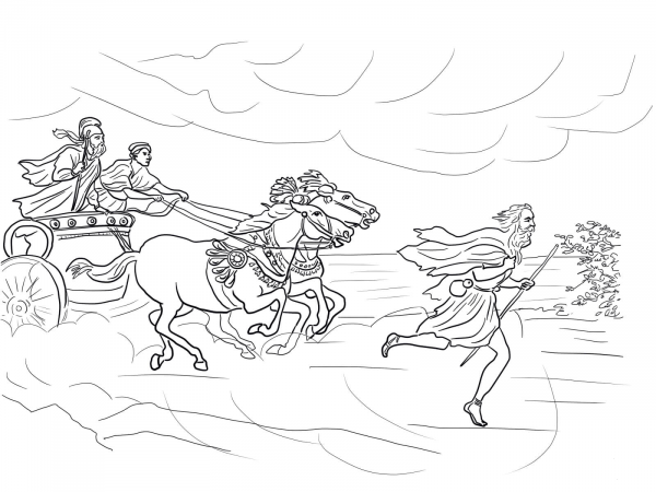 Elijah Runs Away from Jezebel coloring page image