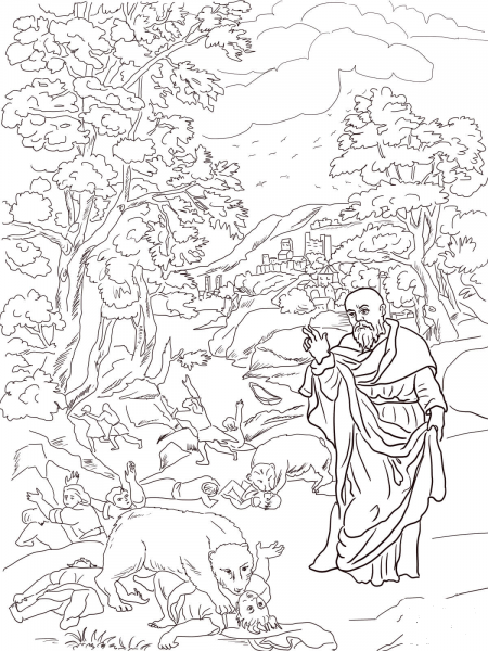 Elisha and the Bears coloring page image
