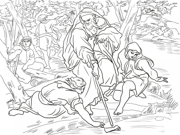 Elisha and the Floating Axe coloring page image