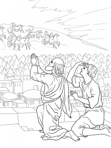 Elisha Fiery Army coloring page image