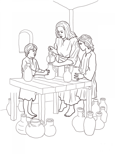 Elisha Helps Widow coloring page image
