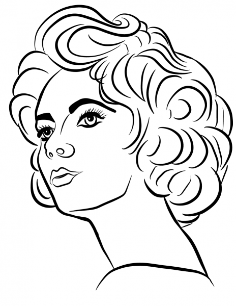 Elizabeth Taylor coloring page image
