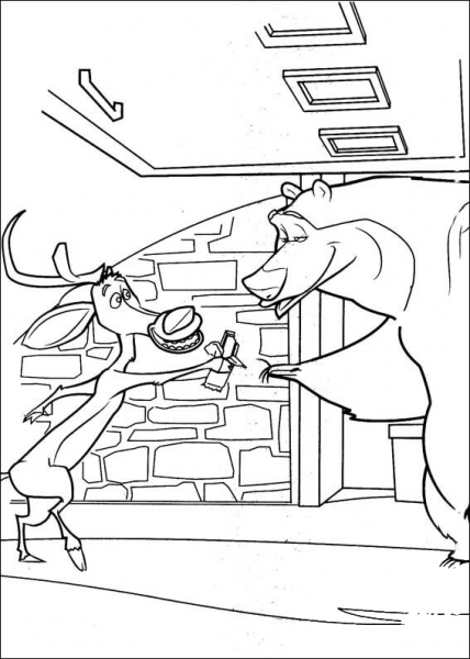Elliot deer and Boog bear  coloring page image