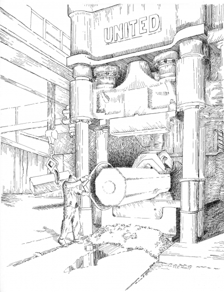 Ellwood City Forge Forging Press coloring page image