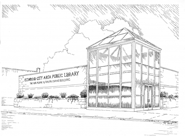 Ellwood City Library coloring page image